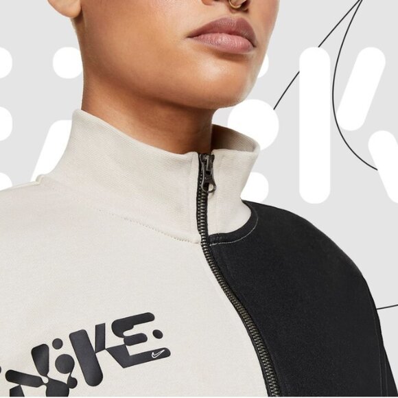 Nike x Eileen Tjan Cropped 1/2 Zip-Up Colorblock Sportswear Sweatshirt, M - Picture 15 of 16